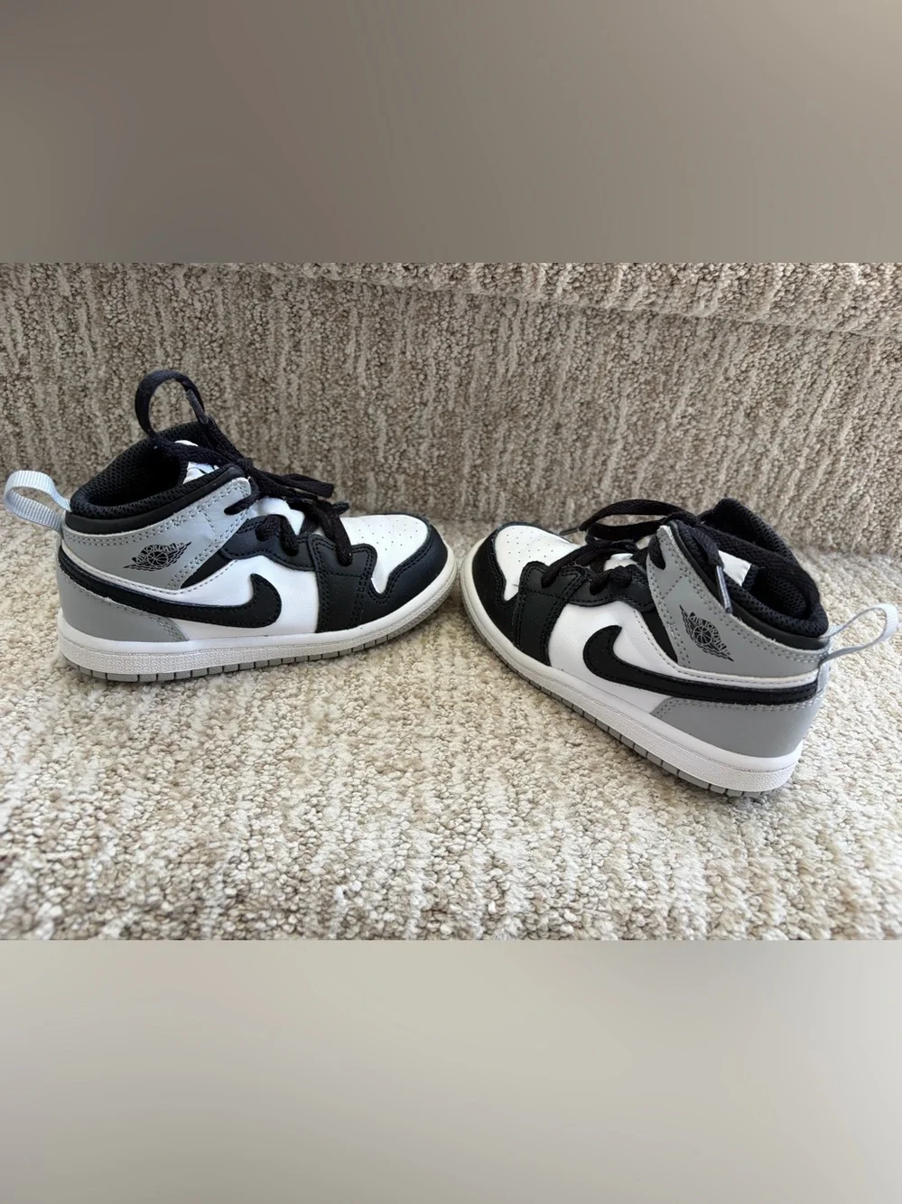 Jordan 1 Mid Black/Aura/Squadron Blue/Black. Toddler size 9